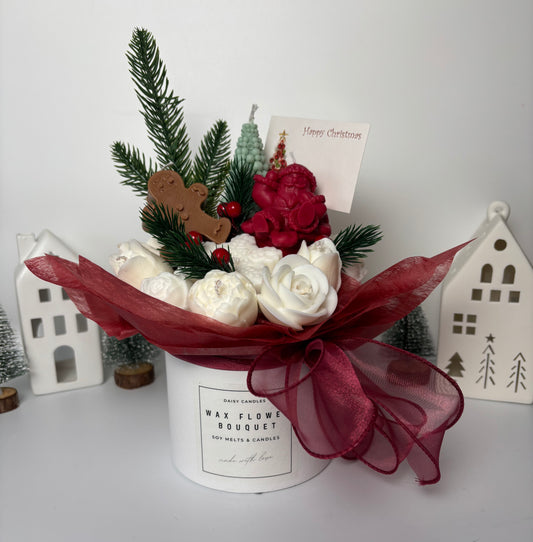 Christmas Spice Wax Flower Bouquet - Scented Candle Arrangement