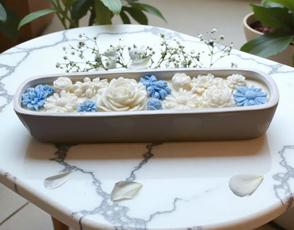 Large Baguette Floral Candle
