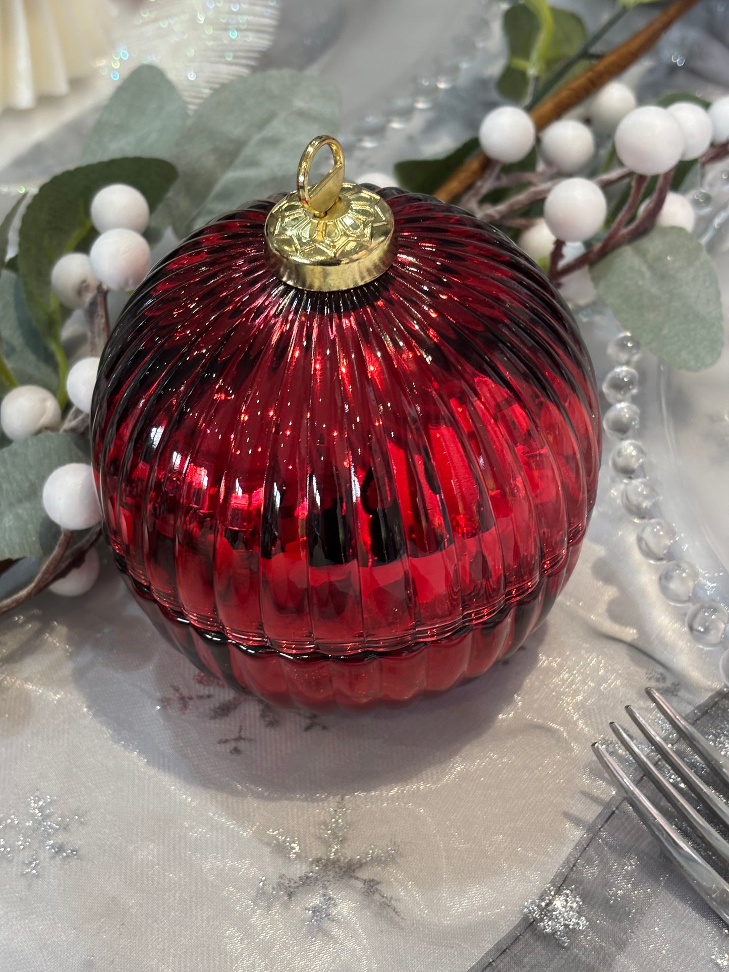 Glass Christmas Tree Candle