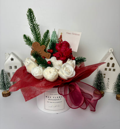 Christmas Spice Wax Flower Bouquet - Scented Candle Arrangement