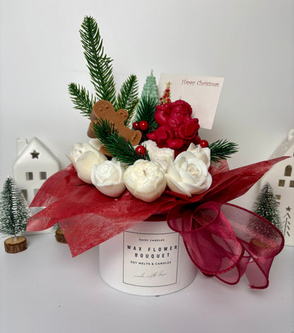 Christmas Spice Wax Flower Bouquet - Scented Candle Arrangement