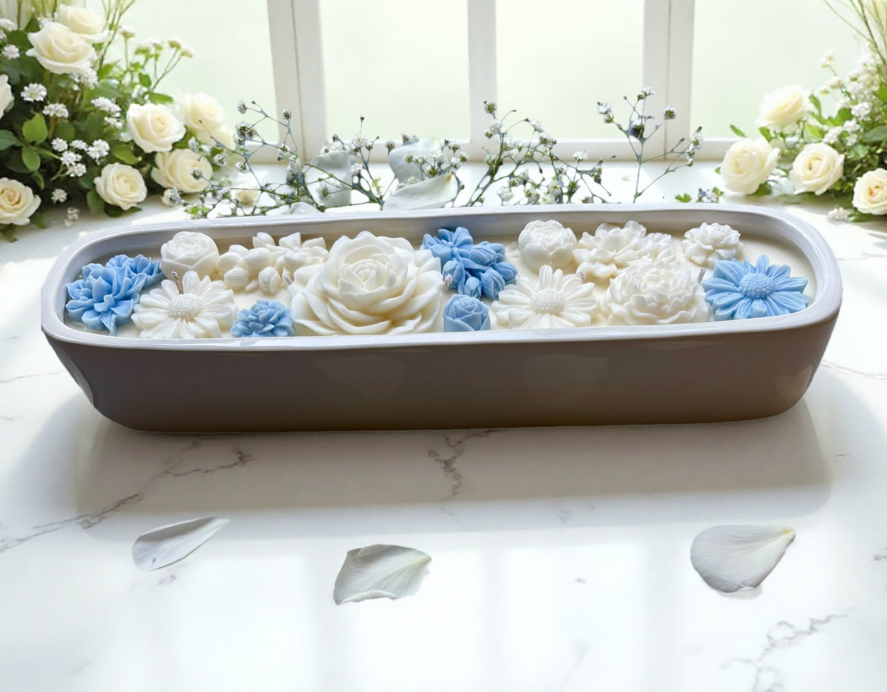 Large Baguette Floral Candle