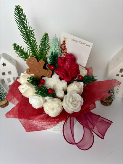 Christmas Spice Wax Flower Bouquet - Scented Candle Arrangement