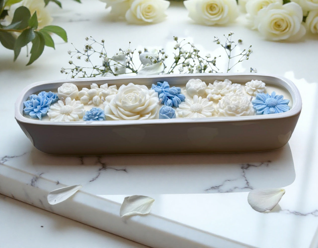 Large Baguette Floral Candle