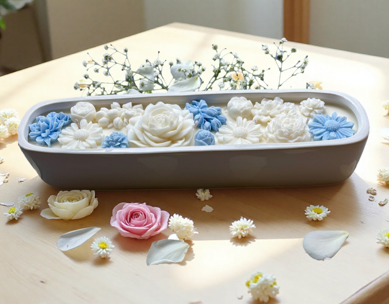 Large Baguette Floral Candle