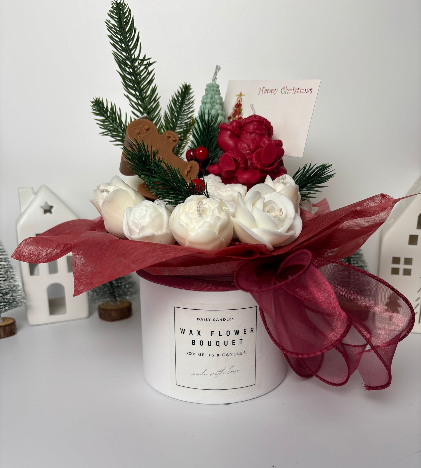 Christmas Spice Wax Flower Bouquet - Scented Candle Arrangement