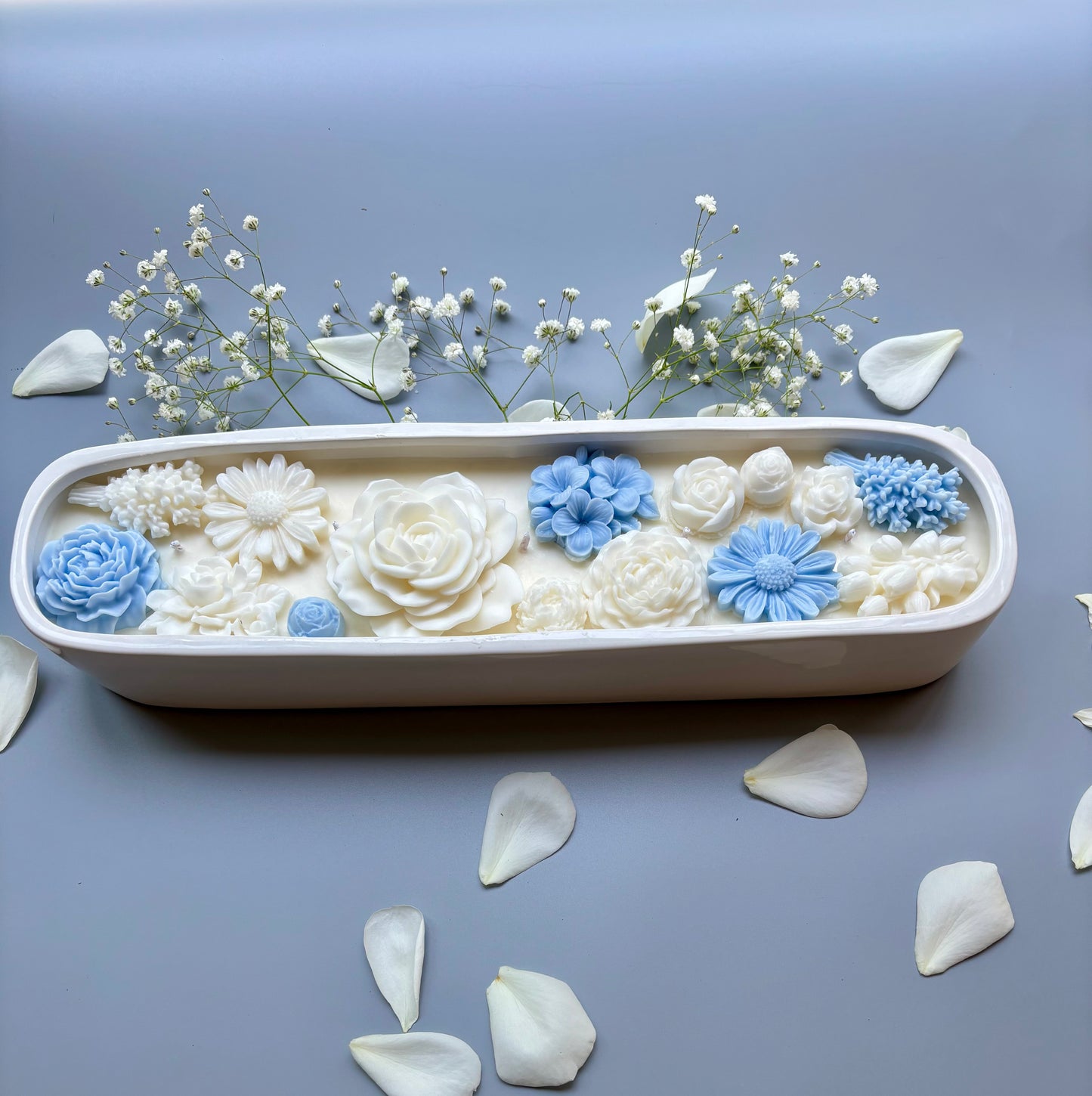 Large Baguette Floral Candle