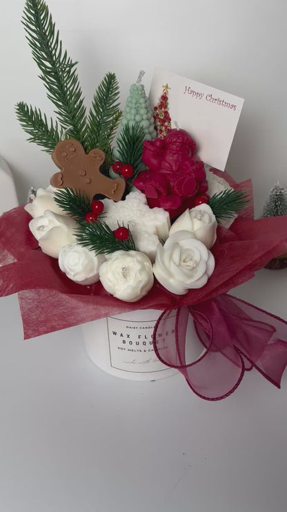 Christmas Spice Wax Flower Bouquet - Scented Candle Arrangement