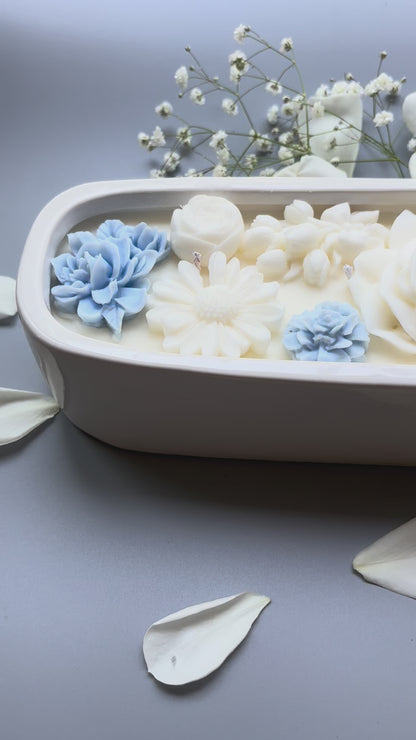 Large Baguette Floral Candle